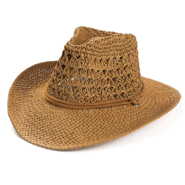 2022 Solid Color Sunscreen Sunshade Cowboy Handmade Straw Hat