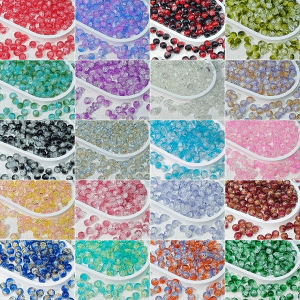 2024 Summer New 10mm Glass Bead Glass Chipping Beads DIY Accessories Ice Crack Two-Tone Gradient Bracelet Loose Beads