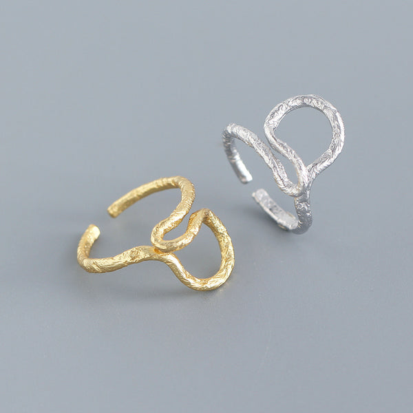 925 Sterling Silver Women Korean Geometric Geometric Silver Gold Plating Rings