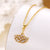 Korean Women Fan-Shape Titanium Steel Diamond Inlay Necklaces