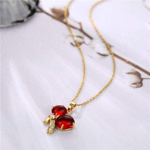 Korean Women Gourd Titanium Steel Diamond Inlay Necklaces