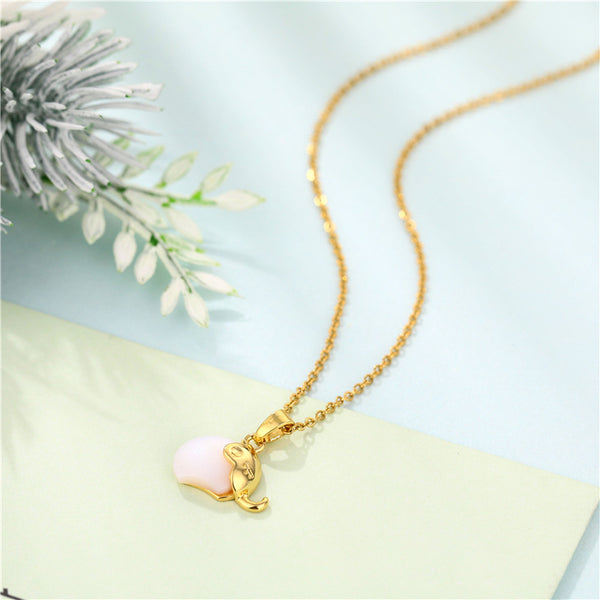 Korean Women Elephant Titanium Steel Diamond Inlay Necklaces