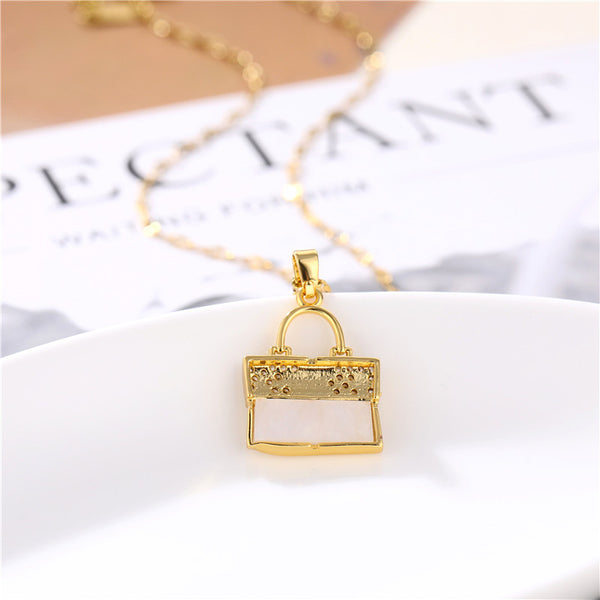 Korean Women Titanium Steel Diamond Inlay Necklaces