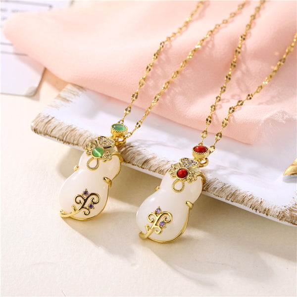 Korean Women Titanium Steel Diamond Inlay Necklaces