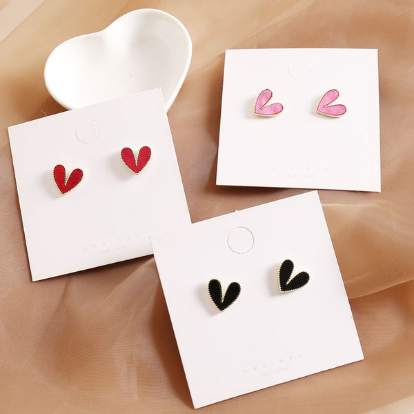 Women Heart Alloy Electroplating Stud Earrings