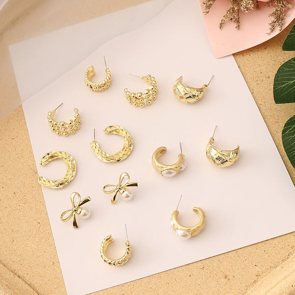 Women Metal Geometric Metal Electroplating Stud Earrings