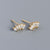 925 Sterling Silver Moderate Luxury Quadrilateral Silver Diamond Inlay Stud Earrings