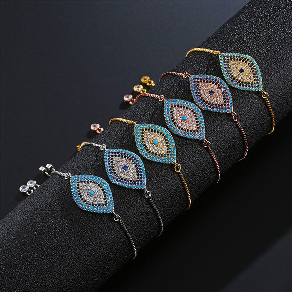 Minimalist Women Evil Eye Copper Inlay Bracelets