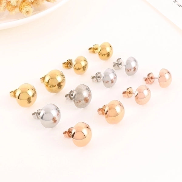 3 Pairs Elegant Cute Round Stainless Steel Ear Studs