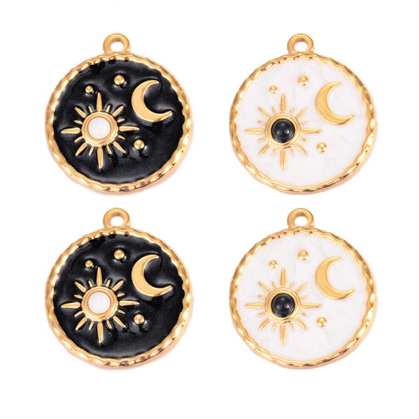 3 Pieces 304 Stainless Steel Star Moon Pendant