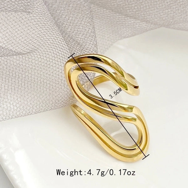 304 Stainless Steel 14K Gold Plated Casual Streetwear Plating Hollow Out S Shape Rings