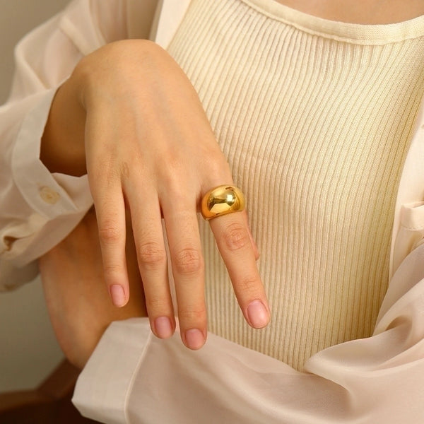 304 Stainless Steel 14K Gold Plated IG Style Korean Style Polishing Geometric Round Rings