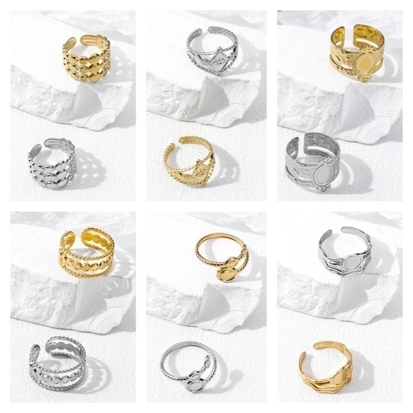 304 Stainless Steel 18K Gold Plated Casual Minimalist Geometric Open Rings