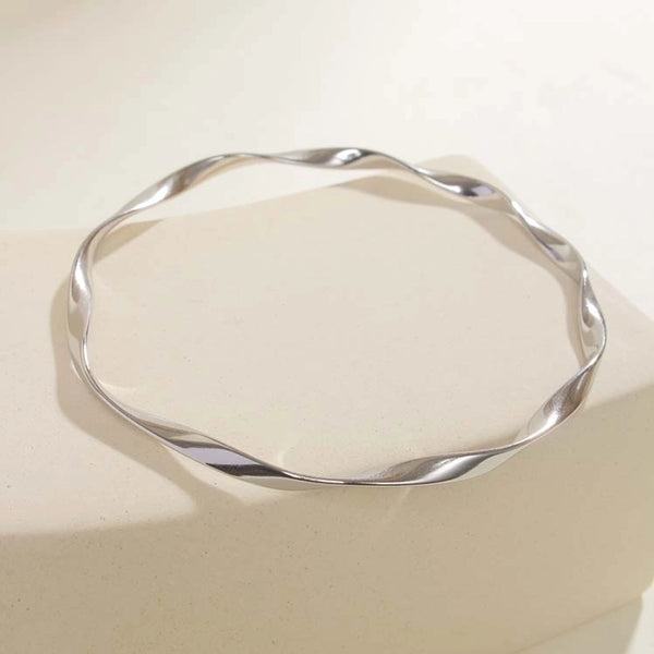 304 Stainless Steel 18K Gold Plated Classic Style Plating Irregular Solid Color Bangle