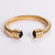 304 Stainless Steel 18K Gold Plated Hip-Hop Inlay Geometric Acrylic Pearl Bangle