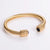 304 Stainless Steel 18K Gold Plated Hip-Hop Inlay Geometric Acrylic Pearl Bangle