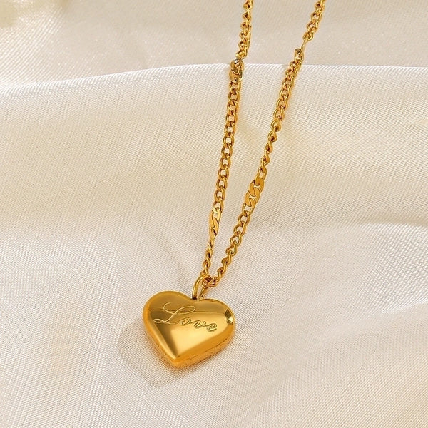 304 Stainless Steel 18K Gold Plated IG Style Plating Heart Shape Necklace