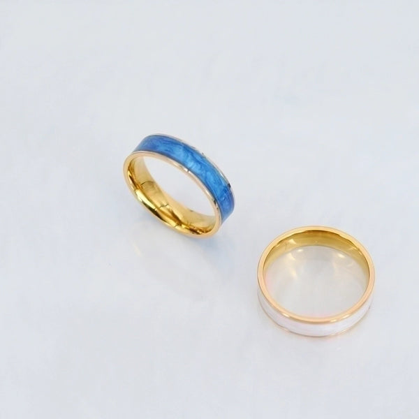 304 Stainless Steel 18K Gold Plated Romantic Sweet Commute Enamel Plating Solid Color Rings