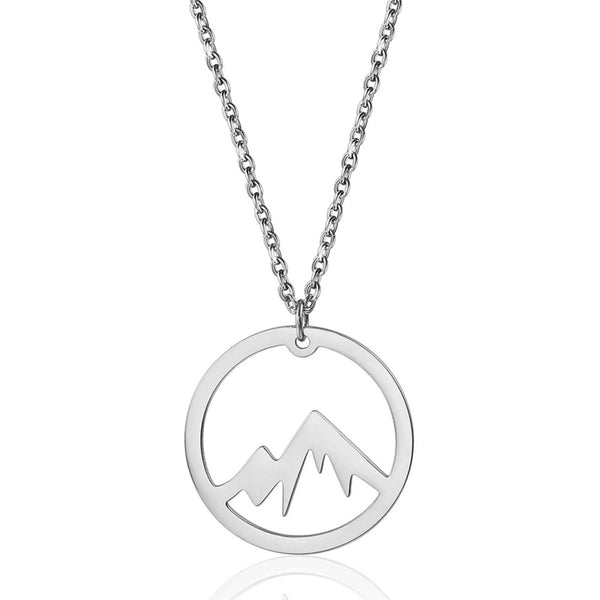 304 Stainless Steel 18K Gold Plated Minimalist Plating Geometric Mountain Pendant Necklace