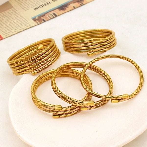 304 Stainless Steel 18K Gold Plated Minimalist Plating Round Bangle