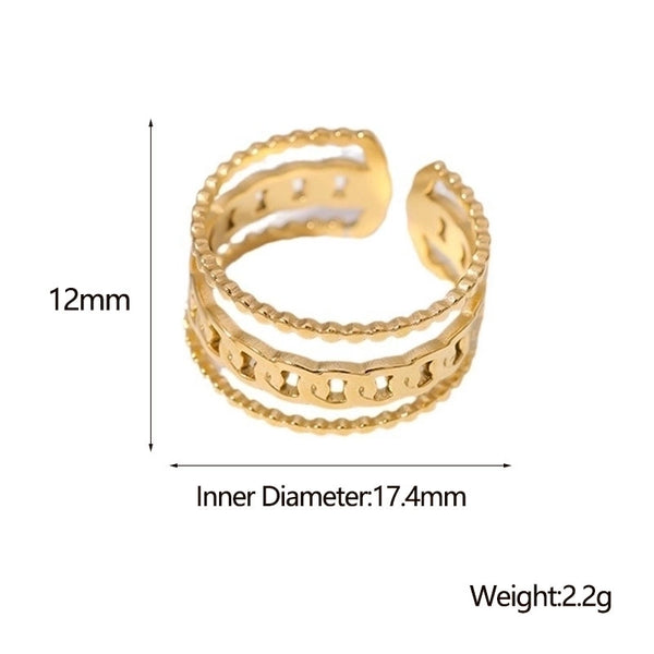 304 Stainless Steel 18K Gold Plated Minimalist Plating Solid Color Open Rings