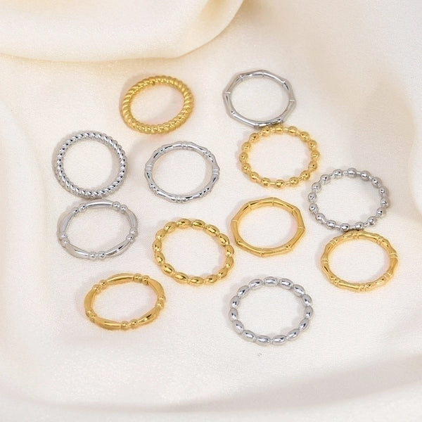 304 Stainless Steel 18K Gold Plated Minimalist Plating Solid Color Rings