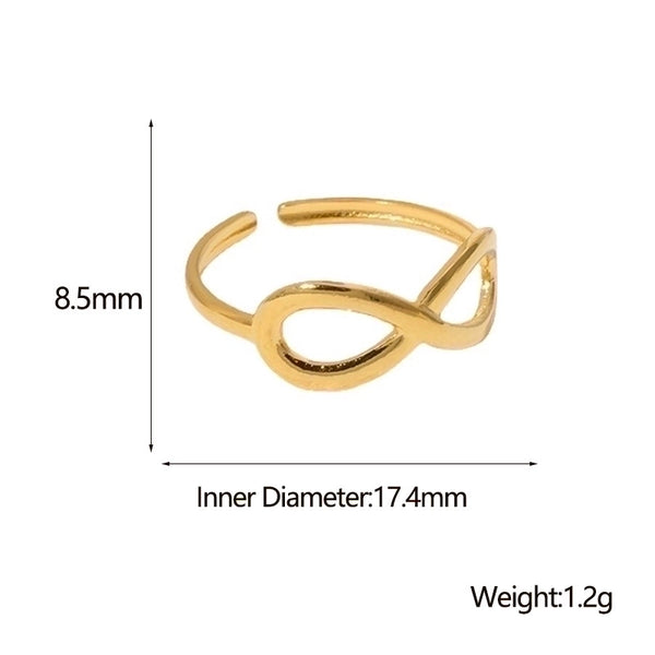 304 Stainless Steel 18K Gold Plated Sweet Minimalist Plating Hollow Out Infinity Open Rings