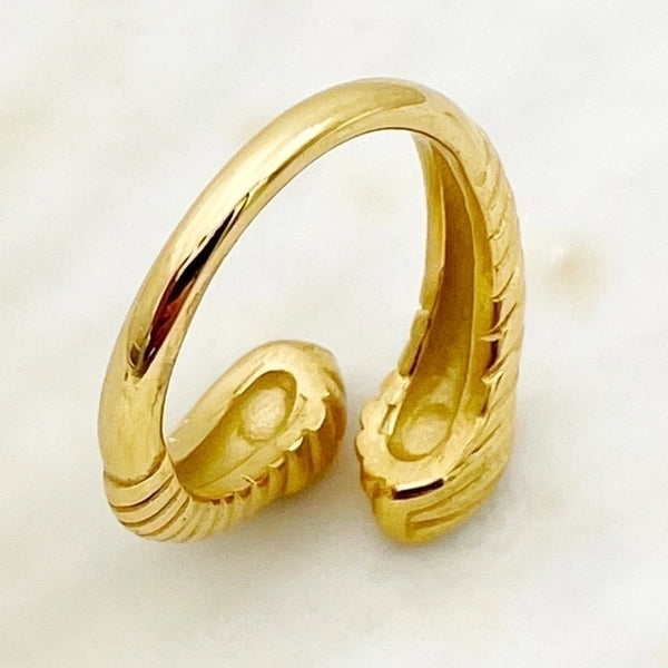 304 Stainless Steel Gold Plated Retro Minimalist Plating Inlay Snake Zircon Rings