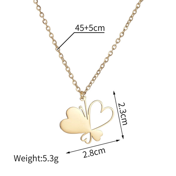 304 Stainless Steel Minimalist Plating Butterfly Titanium Steel Pendant Necklace