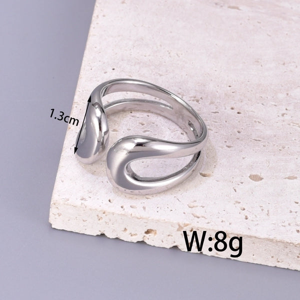 304 Stainless Steel Titanium Steel 18K Gold Plated Minimalist Geometric Open Rings