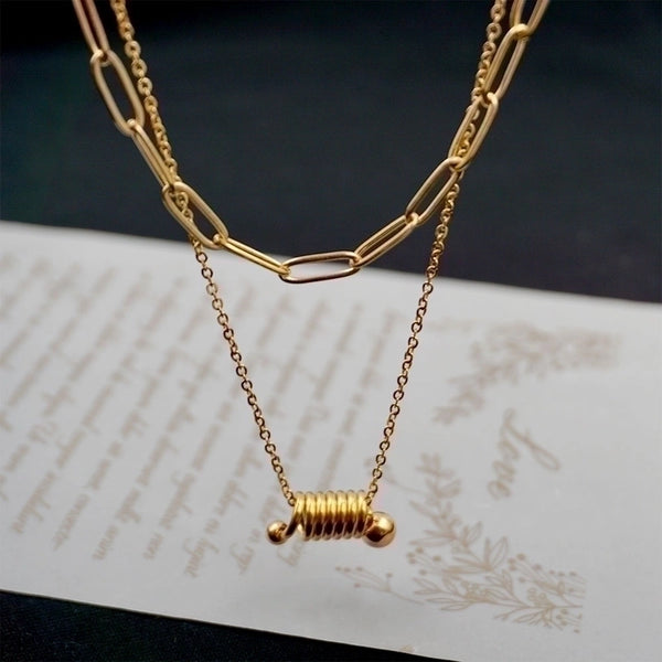 304 Stainless Steel Titanium Steel Gold Plated Casual Minimalist Classic Style Plating Solid Color Layered Necklaces