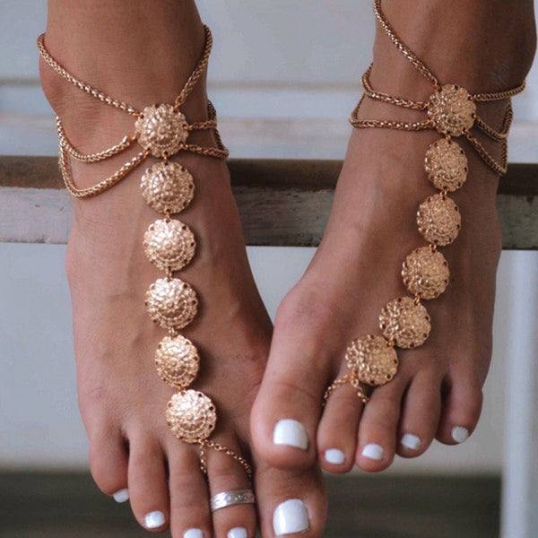 Women Ethnic Circle Alloy Electroplating Anklets