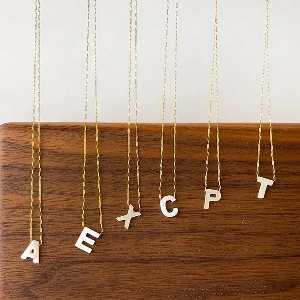 316L Stainless Steel  18K Gold Plated Minimalist Irregular Letter Shell Pendant Necklace