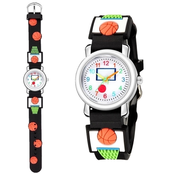 3d Embossed Children's Watch Basketball Pattern Student Sports Watch Elementary Sports Watch