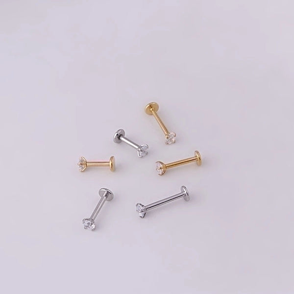 3mm Round Zircon Inner Tooth Lip Nail 6/8/10mm Stainless Steel Piercing Jewelry