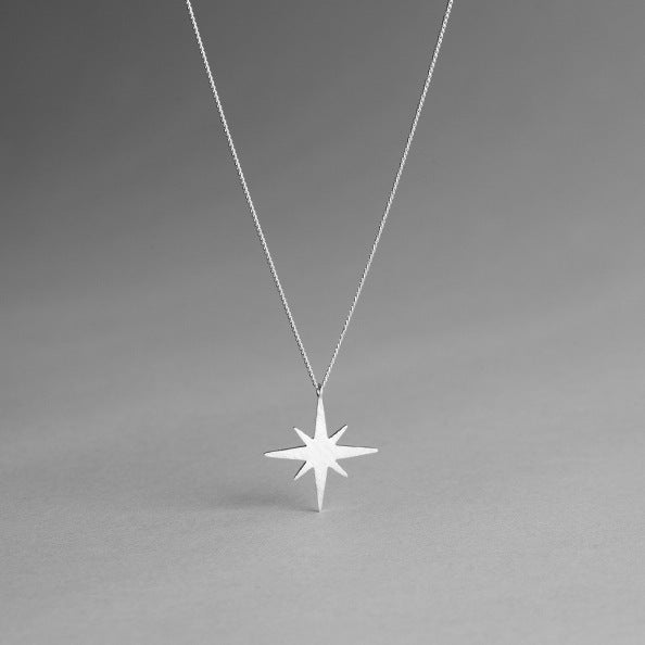 925 Sterling Silver Star Silver Diamond Inlay Necklaces