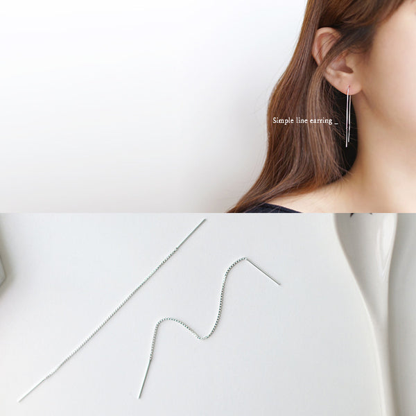 925 Sterling Silver Minimalist Stripe Geometric Silver Ear Hooks