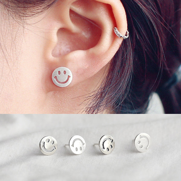 925 Sterling Silver IG Style Smile Silver Stud Earrings