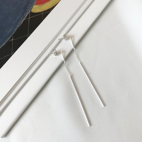 925 Sterling Silver Casual Geometric Silver Ear Hooks