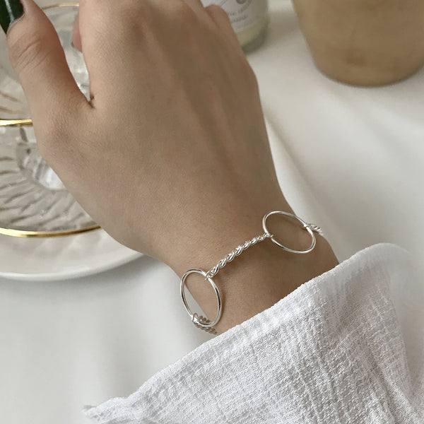 925 Sterling Silver Women Geometric Silver Bracelets