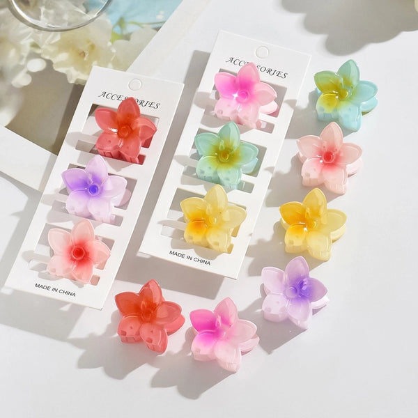 4cm Medium Plastic Grab Clip Color Flower Hairpin Back Head Half Pontail Clip Advanced Shark Clip Headwear