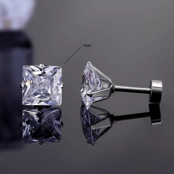 5 Pairs Simple Style Square Plating 304 Stainless Steel Zircon 18K Gold Plated Ear Studs