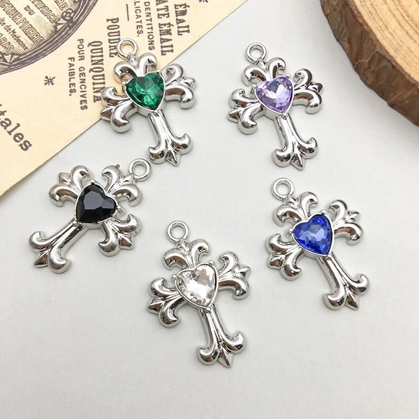 5 Models Each Model 1, 5/Pack 18*25mm Zinc Alloy Cross Heart Shape Pendant