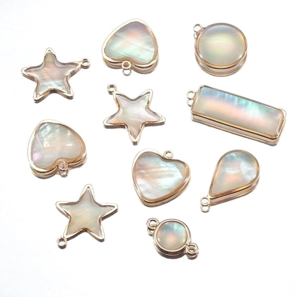 5 PCS/Package 10 * 25mm Diameter 15mm Diameter 9mm Hole 2~2.9mm Copper Shell Star Water Droplets Heart Shape Pendant