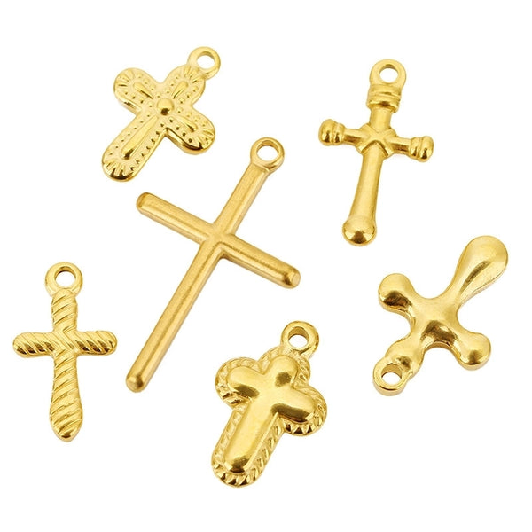 5 PCS/Package 12*20mm 13 * 21mm 14.5*22mm Hole 2~2.9mm 304 Stainless Steel Cross Pendant