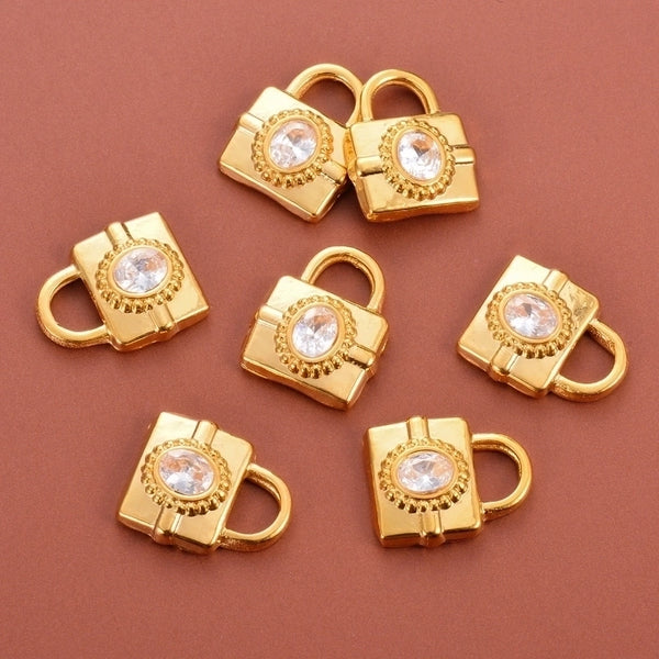 5 PCS/Package 13 * 15mm 304 Stainless Steel Zircon Bag Polished Pendant