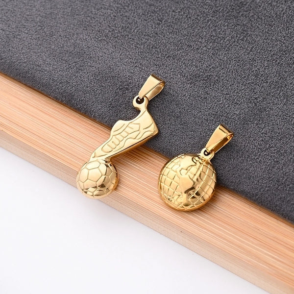 5 PCS/Package 18x15mm 30x10mm 3.5x6mm 3x5mm 304 Stainless Steel Gold Plated Earth Football Polished Pendant