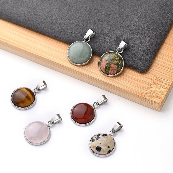 5 PCS/Package 19.5*16.5mm 3*5MM 304 Stainless Steel Natural Stone Marble Zebra Polished Pendant