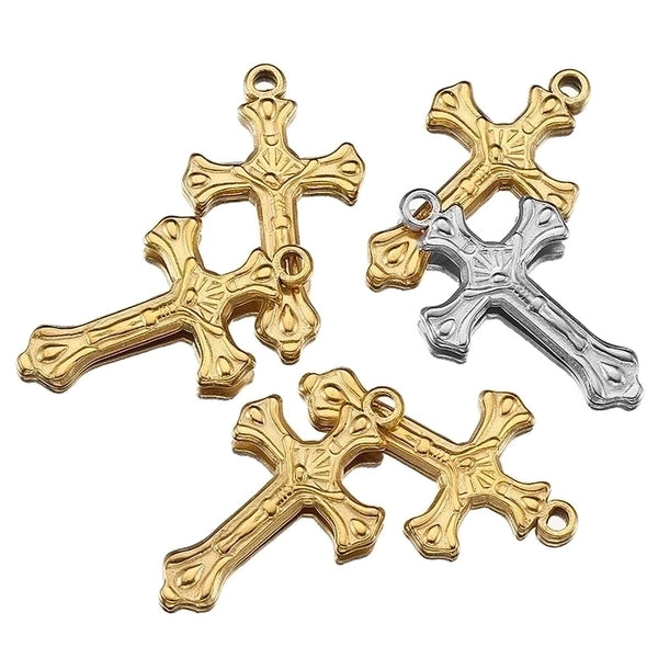 5 PCS/Package 20 * 33mm Hole 3~3.9mm Stainless Steel Cross Polished Pendant