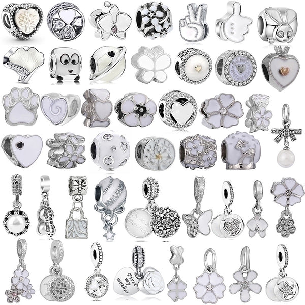 5 PCS/Package Alloy Artificial Pearls Rhinestones Shell Heart Shape Flower Butterfly Polished Pendant Beads